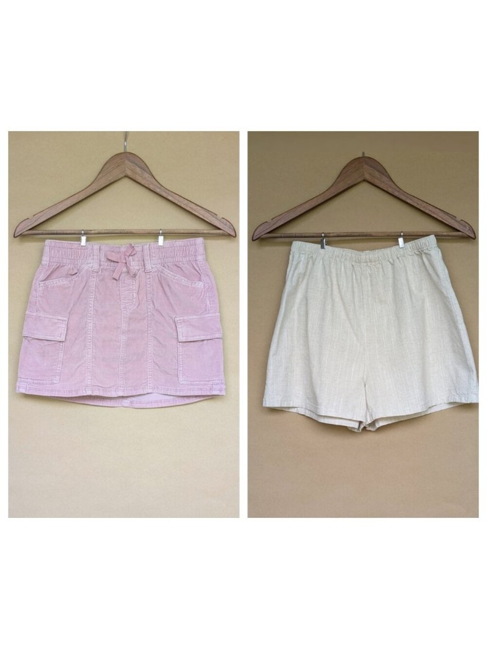 Pink Corduroy Skirt & Cotton Shorts — Size 10